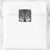 Sticker Carré Oeuvre de Loup noir et blanc (Sac)