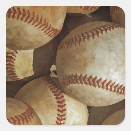 Sticker Carré Oeuvre tendance de baseball (Devant)