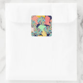 Sticker Carré Oeuvre tropicale : Monstera multicolore (Sac)