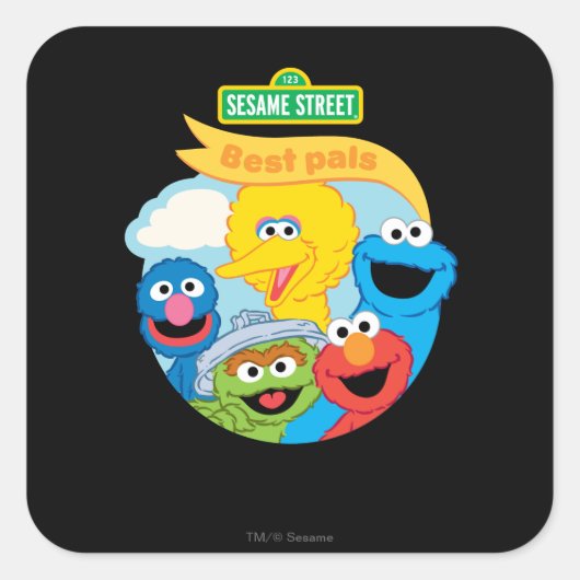 Sticker Carré Œuvres d'art de personnages de Sesame Street (Devant)