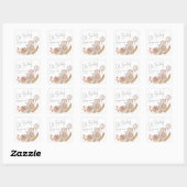 Sticker Carré Oh Baby Boho Botanical avec Baby shower d'ours dou (Feuille)