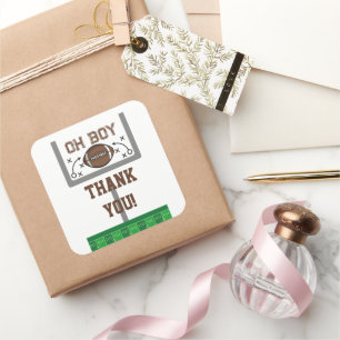 Sticker Carré Oh Baby shower de football garçon