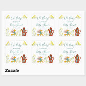 Sticker Carré Oh, bébé Fox fleurs Baby shower cadeau (Feuille)