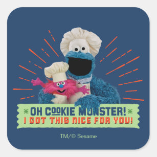 Sticker Carré Oh Cookie Monster ! J'Ai Compris Ça Bien Pour Toi