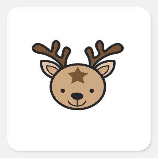 Sticker Carré Oh Cute Deer Minimal Design  (Devant)