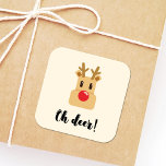 Sticker Carré Oh Deer Christmas<br><div class="desc">Oh Deer,  un design de Noël simple et drôle.</div>