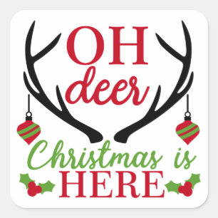 Sticker Carré Oh Deer Christmas