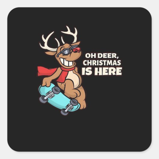 Sticker Carré Oh Deer Christmas Celebration Holiday Design (Devant)