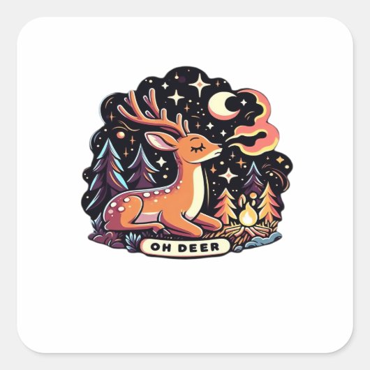 Sticker Carré Oh Deer Contemporary Graphic Vibe  (Devant)