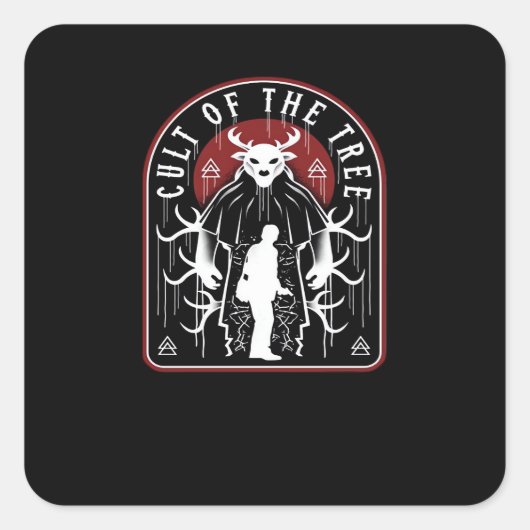 Sticker Carré Oh Deer Cult Of The Tree Artistic Style  (Devant)