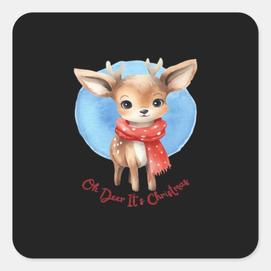 Sticker Carré Oh Deer Its Christmas Retro Classic Design (Devant)