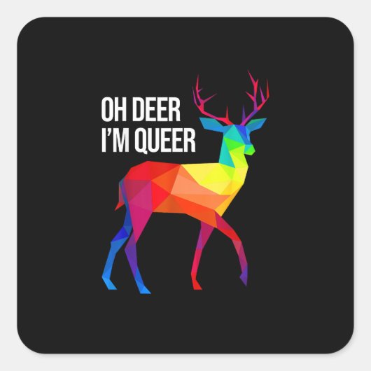 Sticker Carré Oh Deer Queer LGBT Pride Celebration Design (Devant)