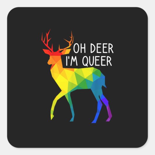 Sticker Carré Oh Deer Queer LGBTQ Pride Celebration Month (Devant)