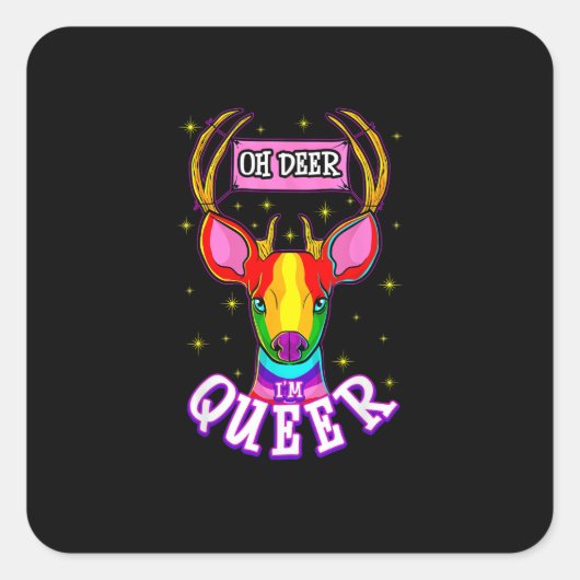 Sticker Carré Oh Deer Queer Pride Month Celebration Gift  (Devant)