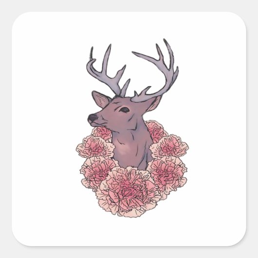 Sticker Carré Oh Deer Trendy Minimal Aesthetic  (Devant)