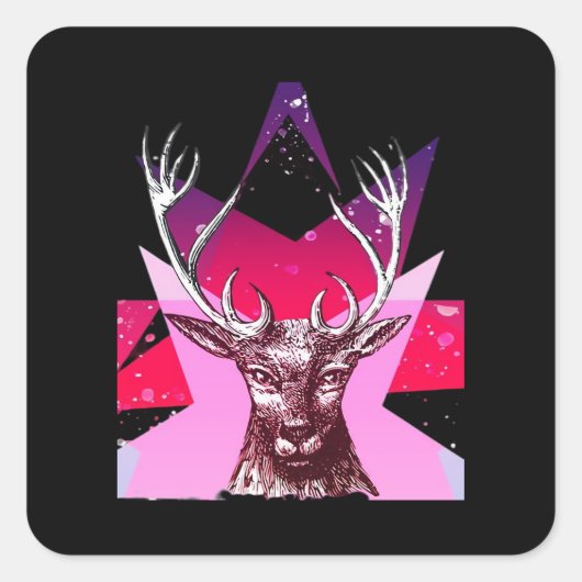 Sticker Carré Oh Deer Whimsical Creative Design (Devant)