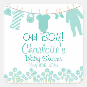 Sticker Carré OH GARÇON ! Baby shower de linge de bébé