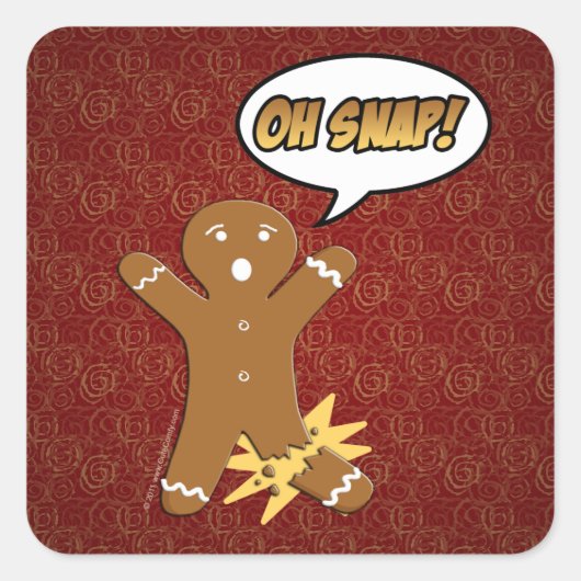 Sticker Carré Oh Snap Funny Christmas Gingerbread Homme Broken (Devant)