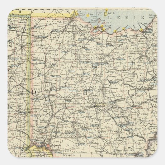 Sticker Carré Ohio, Indiana, Kentucky, Virginie-Occidentale (Devant)