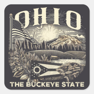 Sticker Carré Ohio Le Buckeye State