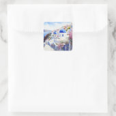 Sticker Carré Oia Santorini Grèce (Sac)