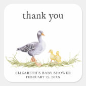 Sticker Carré Oie agricole rustique | Faveur Baby shower (Devant)