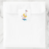Sticker Carré Oie blanche en snorkeling (Sac)