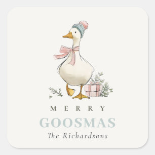 Sticker Carré Oie d'hiver Noël Joyeux Goosmas