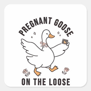 Sticker Carré Oie enceinte sur l'oiseau de Grossesse Perdue Oie