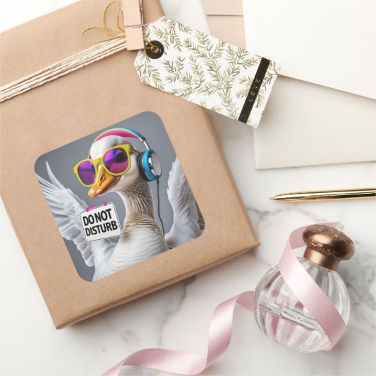 Sticker Carré Oie Ne Pas Déranger (Cadeaux)