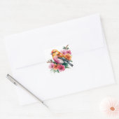 Sticker Carré Oiseau à fleur rose (Enveloppe)