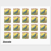 Sticker Carré Oiseau bleu (Feuille)