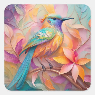 Sticker Carré Oiseau Chanson Violet Gorge Fantastique