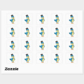 Sticker Carré Oiseau comme marié avec ruban (Feuille)