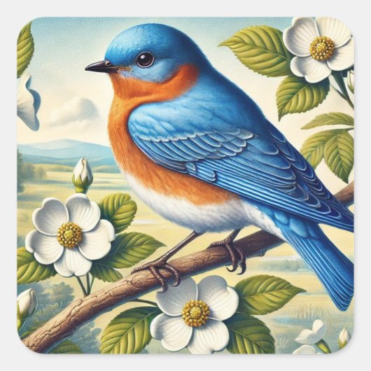 Sticker Carré Oiseau de l'Est du Missouri (Devant)