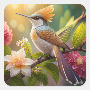 Sticker Carré Oiseau de miel doré Imaginaire
