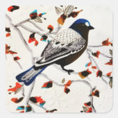 Sticker Carré Oiseau d'hiver Gold Rustic (Devant)