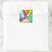 Sticker Carré Oiseau du Paradis Strelitzia fleur art tropical (Sac)