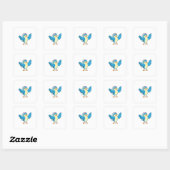 Sticker Carré Oiseau en mariée avec Voile (Feuille)