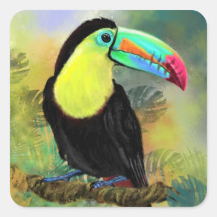 Sticker Carré Oiseau exotique tropical du Toco Toucan