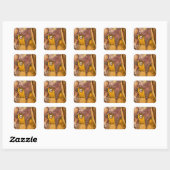 Sticker Carré Oiseau multimédia mixte avec Casquette (Feuille)