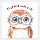 Sticker Carré Oiseau Nerd geek (Devant)