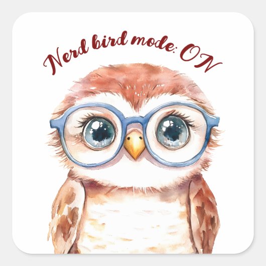 Sticker Carré Oiseau Nerd geek (Devant)
