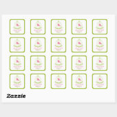 Sticker Carré Oiseau rose en cage (Feuille)