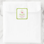 Sticker Carré Oiseau rose en cage (Sac)