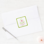 Sticker Carré Oiseau rose en cage (Enveloppe)