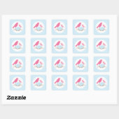 Sticker Carré Oiseaux Baby shower Enveloppe Phoques (Feuille)