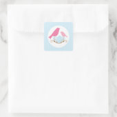 Sticker Carré Oiseaux Baby shower Enveloppe Phoques (Sac)