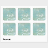 Sticker Carré Oiseaux blancs à travers le ciel bleu (Feuille)