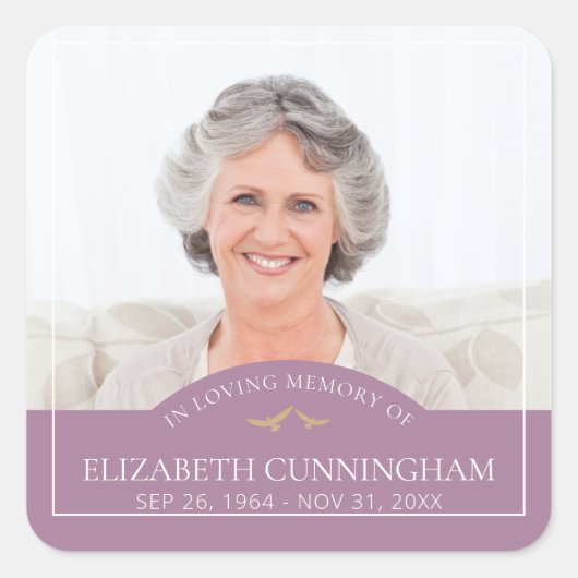 Sticker Carré Oiseaux classiques des funérailles commémoratives (Devant)